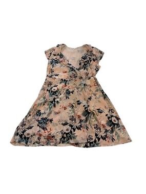 Willow & Clay Womens Floral Wrap V-Neck Dress Medium Peach Multicolor (bin C)